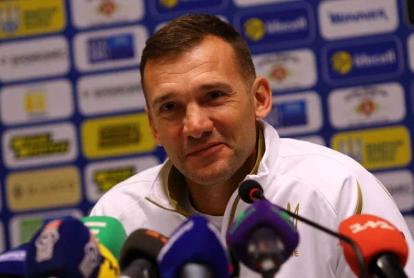 Andriy Shevchenko press-conference in Kyiv, Ukraine — Stock Photo, Image