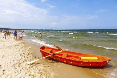 Swinoujscie Usedom adasında Baltık deniz plajı, Polonya