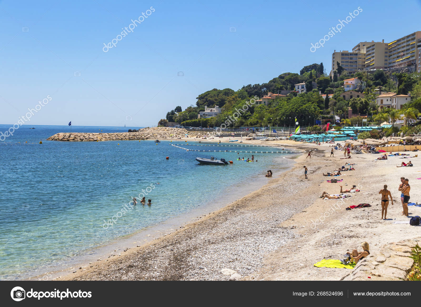 Plage Marquet Beach In Cap D Ail Town France Stock Editorial Photo C Katatonia