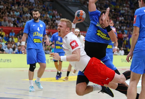 Ehf EM 2020 Qualifikationsspiel Handball Ukraine gegen Dänemark — Stockfoto