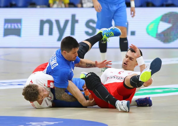 Ehf Euro 2020 Elemeleri hentbol oyunu Ukrayna v Danimarka — Stok fotoğraf