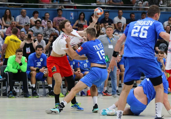 Ehf Euro 2020 Elemeleri hentbol oyunu Ukrayna v Danimarka — Stok fotoğraf