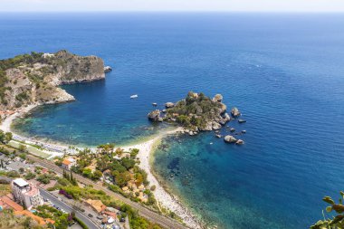 Isola Bella Adası ve plaj Taormina, Sicilya, İtalya