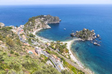 Isola Bella Adası ve plaj Taormina, Sicilya, İtalya