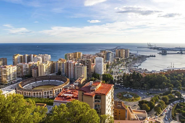 Andalusia, İspanya Malaga şehir manzarası havadan görünümü — Stok fotoğraf
