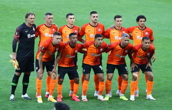 Kiew Ukraine August 2020 Shakhtar Donetsk Spieler Posieren Vor Dem — Stockfoto