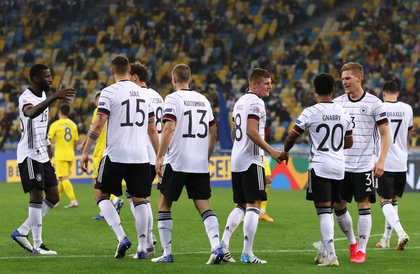 Kyiv Ukraine Οκτωβριου 2020 Γερμανοί Παίκτες Γιορτάζουν Μετά Από Leon — Φωτογραφία Αρχείου