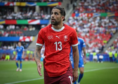 Berlin, Germany - June 29, 2024: Ricardo Rodriguez of Switzerland (#13) in action during the UEFA EURO 2024 Round of 16 game Switzerland v Italy at Olympiastadion in Berlin, Germany