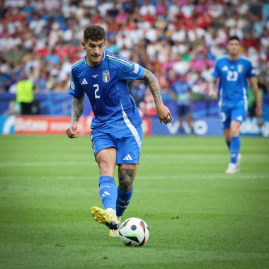 Berlin, Germany - June 29, 2024: Giovanni Di Lorenzo of Italy (#2) in action during the UEFA EURO 2024 Round of 16 game Switzerland v Italy at Olympiastadion in Berlin, Germany