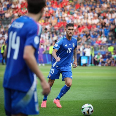 Berlin, Germany - June 29, 2024: Lorenzo Pellegrini of Italy (#10) in action during the UEFA EURO 2024 Round of 16 game Switzerland v Italy at Olympiastadion in Berlin, Germany