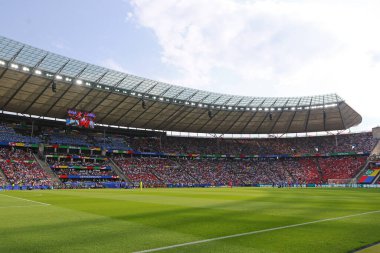 Berlin, Germany - June 29, 2024: Panoramic view of Olympiastadion in Berlin seen during the UEFA EURO 2024 Round of 16 game Switzerland v Italy
