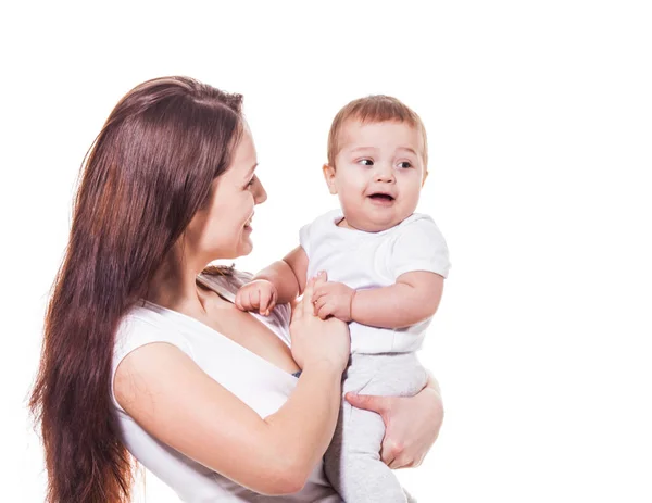 Beleza mãe com bebê menino — Fotografia de Stock