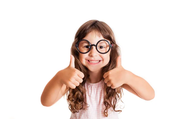 Menina idade pré-escolar bonito isolado — Fotografia de Stock