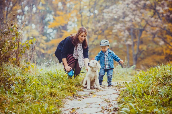 Sonbahar yürüyüş sırasında aile — Stok fotoğraf