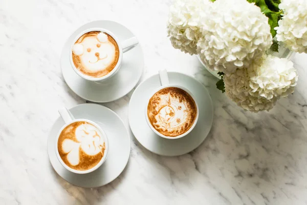 Bovenaanzicht van Latte art — Stockfoto