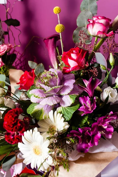 Mixed colorful bouquet closeup — Stock Photo, Image