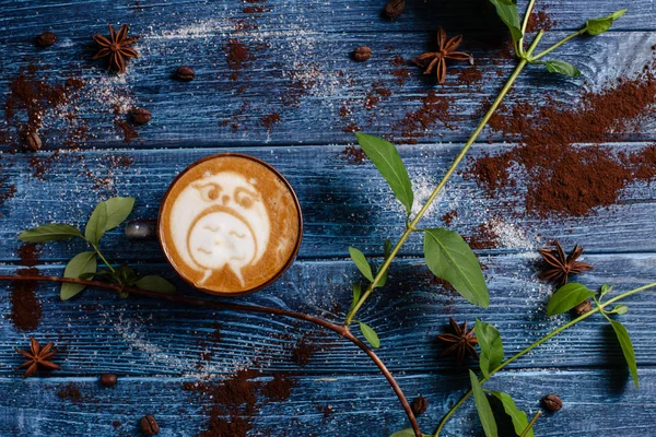 Cup of coffee with a lot of beautiful latte art.