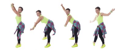 Öğeleri beyaz arka plan üzerinde dans kadın