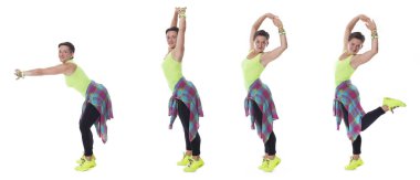 Öğeleri beyaz arka plan üzerinde dans kadın