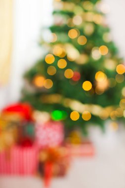 Noel dekore edilmiş oda ufuk ışık arka plan bulanık