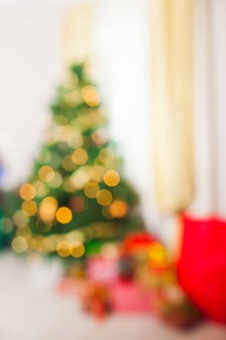 Noel dekore edilmiş oda ufuk ışık arka plan bulanık