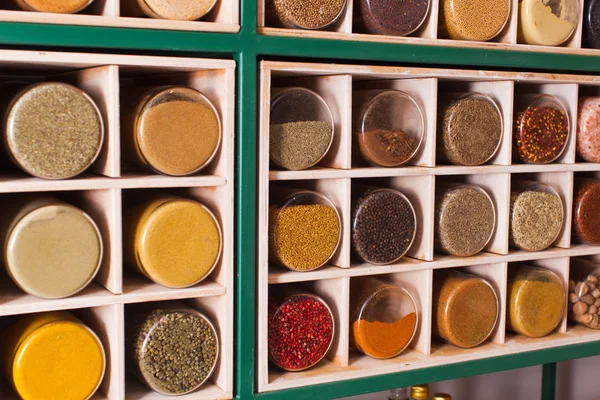 Spices sold in eco shop with zero waste concept