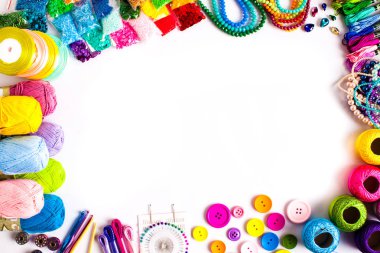 Diy için Zanaat malzemeleri, üst görünüm çerçevesi beyaz izole