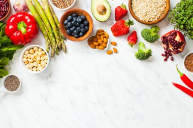 Sebze ve meyve, fındık ve tohumlar bir sınır tasarımı olarak, metin için yer