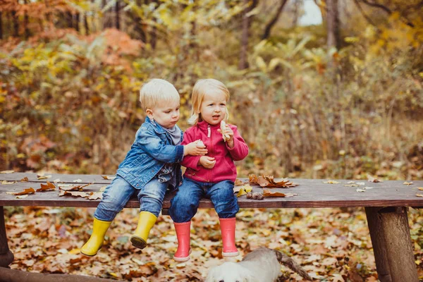 Twee glimlachende gelukkige kinderen vrienden, jongen en meisje — Stockfoto