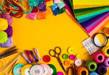 Diy zanaat malzemeleri üst görünüm, tasarım için çerçeve