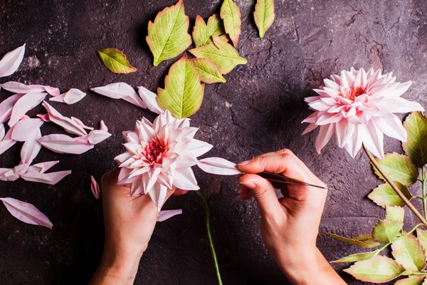 DIY Making realistyczne kwiaty z materiału piankowego — Zdjęcie stockowe
