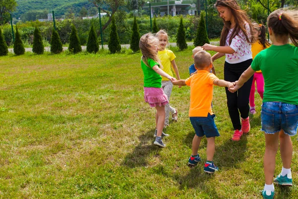 Campo de arte al aire libre, hierba verde y día soleado — Foto de Stock