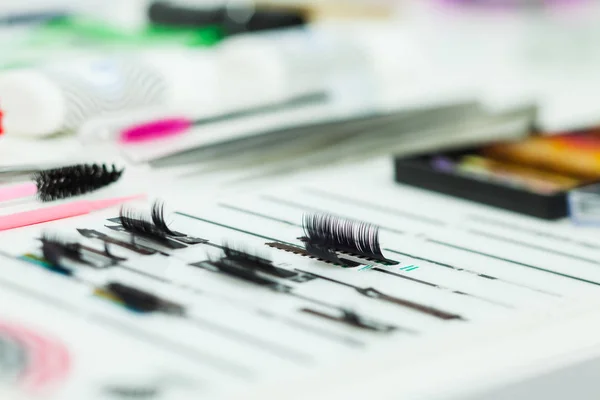 Various eyelash extension procedure tools. Beauty shop — Stock Photo, Image