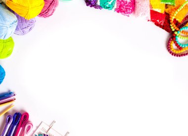 Diy için Zanaat malzemeleri, üst görünüm çerçevesi beyaz izole