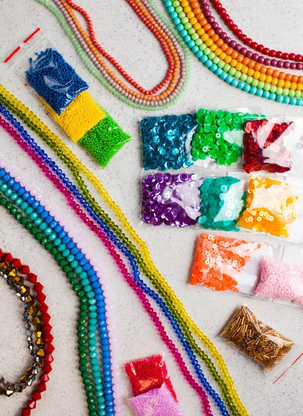 Sets for embroidery and jewelry making with beads — Stock Photo, Image