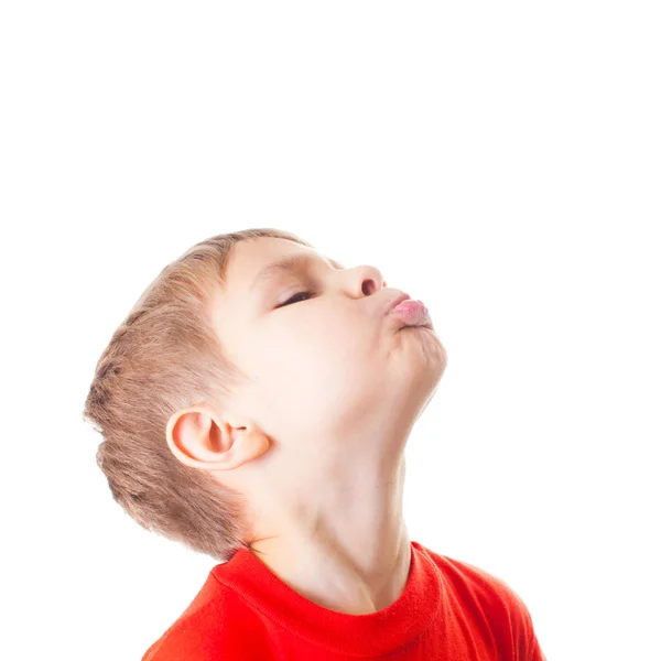 Primer plano retrato insatisfecho y ofendido pequeño niño — Foto de Stock