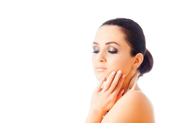 Beautiful Face of Young Woman with make up isolated — Stock Photo, Image