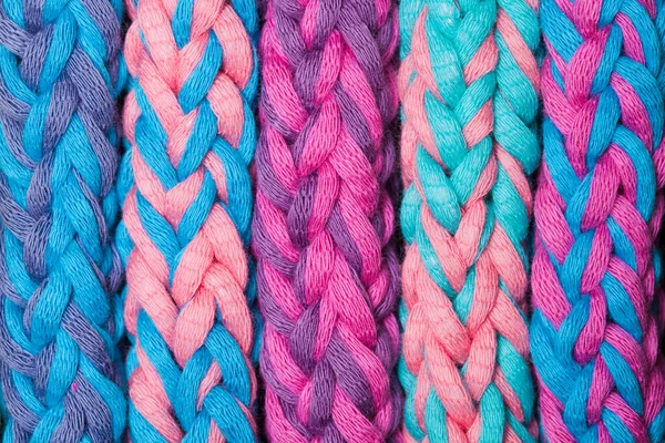Multicolor fabric braids. Macro abstract texture background — Stock Photo, Image
