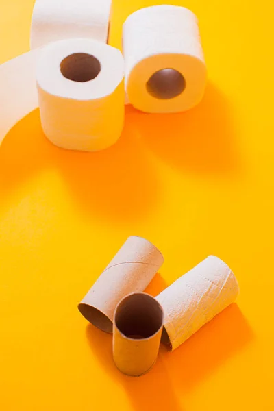 Empty toilet paper rolls after using close up — Stock Photo, Image