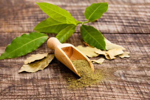 Hoja de laurel picante de diferentes tipos de conservación — Foto de Stock