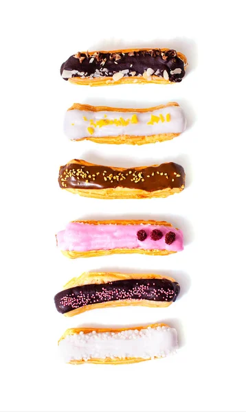 Gift set of delicious eclairs with different tastes — Stock Photo, Image