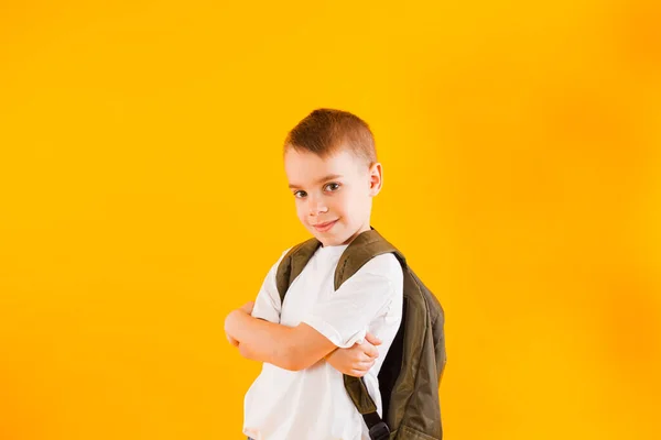 那个快乐的小男孩准备去上学 — 图库照片