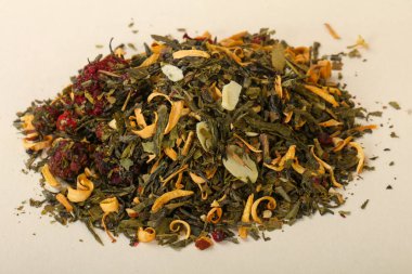 Aroma çay yığın meyve, meyveler ve otlar ile