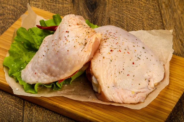 Raw Chicken Thigh Spices Ready Cooking — Stock Photo, Image