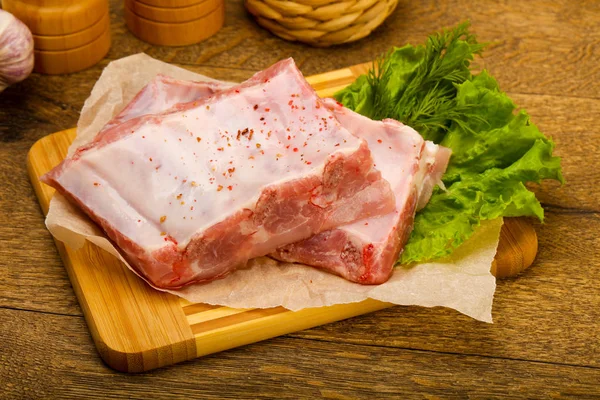 Côtes Porc Crues Prêtes Pour Cuisson Avec Des Épices — Photo