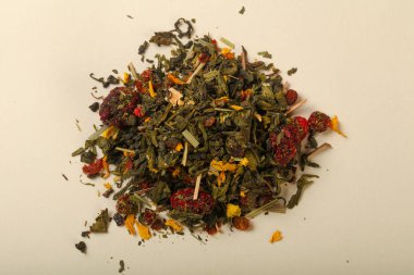 Aroma çay yığın meyve, meyveler ve otlar ile