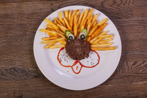 Kids Menu Cutlet French Potato — Stock Photo, Image