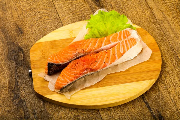 Raw Salmon Slice Ready Baking Spices — Stock Photo, Image