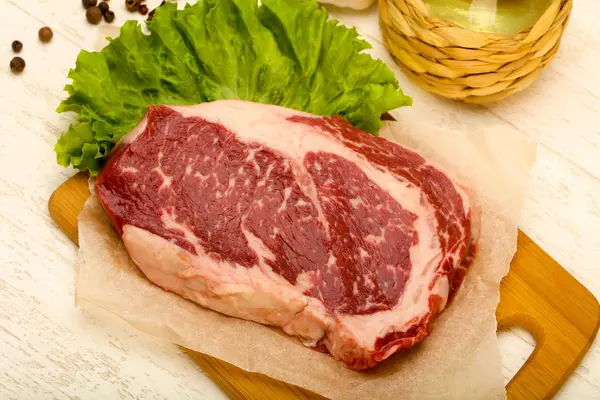 Ruwe Rib Eye Rauwe Biefstuk Klaar Voor Koken — Stockfoto