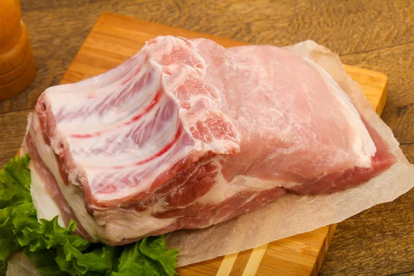 Carne Porc Brută Fundal Din Lemn — Fotografie, imagine de stoc